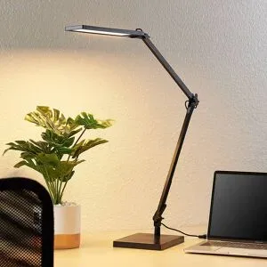 LED Schreibtischlampe Antisa Lindby, dimmbar, schwarz, für Arbeitszimmer / Büro, Kunststoff, Modern, LED Tischlampe