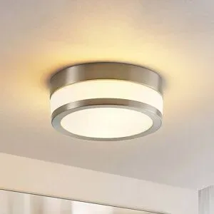 Deckenlampe Flavi Lindby, dimmbar, alu / grau / zink, für Badezimmer, Metall, Modern, Deckenlampe