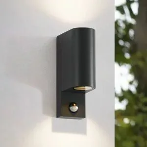 Aussenwandleuchte mit Bewegungsmelder Palina Lindby, dimmbar, schwarz, Aluminium, Modern