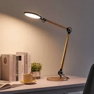 LED Schreibtischlampe Nyxaris Lindby, dimmbar, messing / gold, für Arbeitszimmer / Büro, Kunststoff, Modern, LED Tischlampe