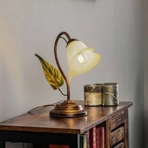 Tischleuchte Miranda einflammig, bronze ONLI, bronze / altmessing, für Wohn- / Esszimmer, Metall, Florentiner, Tischlampe
