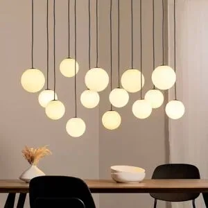 Euluna Glas Hängelampe SNOWBALL Nowodvorski Lighting, dimmbar, weiß / opal, für Wohn- / Esszimmer, Glas, Pendelleuchte