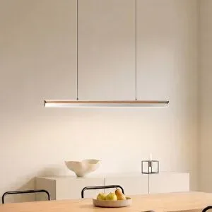 Hängelampe Lutana Lucande, dimmbar, Holz hell, für Wohn- / Esszimmer, Metall, Modern