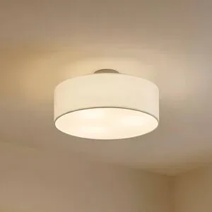 Deckenlampe Sebatin Lindby, dimmbar, weiß / opal, für Schlafzimmer, Textil / Stoff / Seide, Modern, Deckenlampe