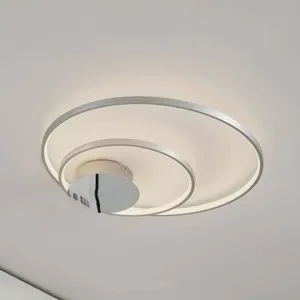 LED Deckenlampe Nerwin Lindby, dimmbar, alu / grau / zink, für Wohn- / Esszimmer, Aluminium, Modern, LED Deckenleuchte
