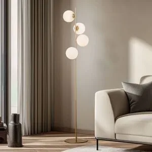 Stehlampe Isandro Lucande, messing / gold, für Wohn- / Esszimmer, Metall, Modern, Stehlampe