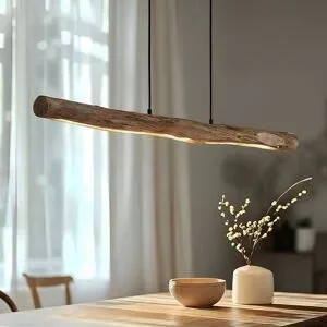 Hängelampe Nekala Lindby, dimmbar, schwarz, für Wohn- / Esszimmer, Holz, Skandinavisch