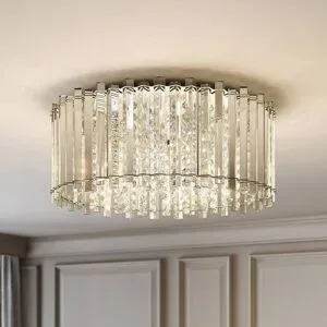 Kristall Deckenlampe Limana Lucande, dimmbar, chrom / silber, für Wohn- / Esszimmer, Metall, Design, Deckenlampe