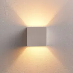 Wandlampe Kay Lindby, dimmbar, weiß / opal, für Wohn- / Esszimmer, Gips / Ton, Modern, Wandleuchte, Wandlampe Innen