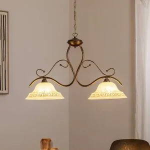 Glas Hängelampe BILIARDO GIORGIO ONLI, dimmbar, bronze / altmessing, für Wohn- / Esszimmer, Glas, Landhaus / Rustikal, Pendelleuchte