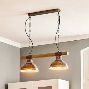Hängelampe Hakon Luminex, dimmbar, braun / rost, für Wohn- / Esszimmer, Metall, Vintage, Pendelleuchte