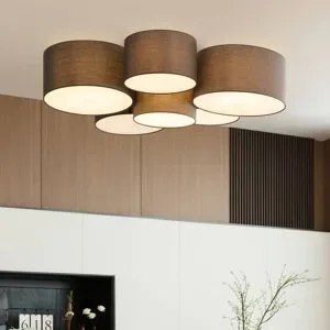 Deckenlampe Maureka Lindby, dimmbar, schwarz, für Wohn- / Esszimmer, Textil / Stoff / Seide, Modern, Deckenlampe