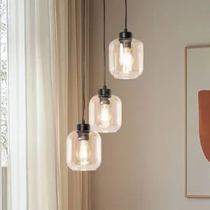 Glas Hängelampe Sombra Eko-Light, dimmbar, creme / amber, für Wohn- / Esszimmer, Glas, Pendelleuchte