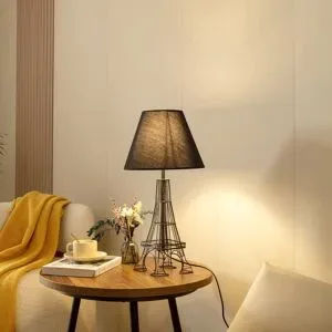 Tischlampe Croia Lindby, schwarz, für Wohn- / Esszimmer, Textil / Stoff / Seide, Design, Tischlampe