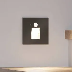 Arcchio Neru LED-Einbaulampe Sensor eckig, schwarz, schwarz, für Wohn- / Esszimmer, Aluminium, Modern, Wandeinbaustrahler