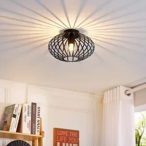 Deckenlampe Maivi Lindby, dimmbar, schwarz, für Wohn- / Esszimmer, Metall, Modern, Deckenlampe