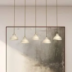 Hängelampe Sven Luminex, dimmbar, creme / amber, für Wohn- / Esszimmer, Metall, Industrielles Design, Pendelleuchte