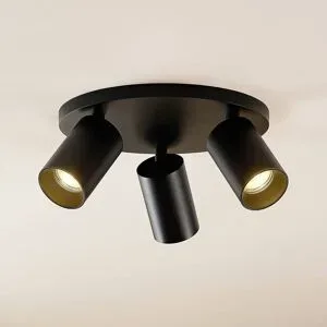 Arcchio Strahler Brinja, schwarz, rund, Ø 6 cm, 3-flg., GU10 Brinja Arcchio, dimmbar, schwarz, für Flurbereich, Aluminium, Modern, Strahler