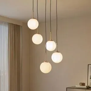 Glas Hängelampe Opviq, dimmbar, weiß / opal, für Wohn- / Esszimmer, Glas, Pendelleuchte