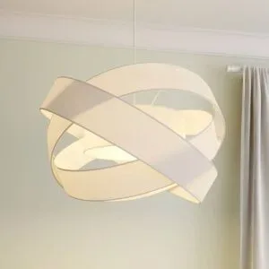 Hängelampe Simaria Lindby, dimmbar, weiß / opal, für Wohn- / Esszimmer, Textil / Stoff / Seide, Modern, Pendelleuchte