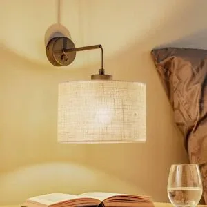 Wandlampe Juta TK Lighting, dimmbar, für Wohn- / Esszimmer, Textil / Stoff / Seide, Wandleuchte, Wandlampe Innen