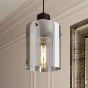 Glas Hängelampe Kourtney Lindby, dimmbar, schwarz, für Wohn- / Esszimmer, Modern, Pendelleuchte