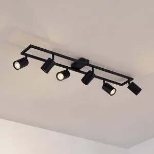 Lindby Deckenstrahler Bravius, schwarz, 6-flammig, Eisen Bravius Lindby, dimmbar, schwarz, für Flurbereich, Metall, Modern, Strahler