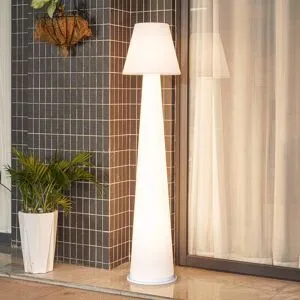 Lucande LED-Akku-Terrassenleuchte Gauri, weiß, 153 cm, IP44 Gauri Lucande, dimmbar, weiß / opal, Kunststoff, Modern