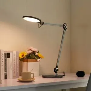 LED Schreibtischlampe Nyxaris Lindby, dimmbar, alu / grau / zink, für Arbeitszimmer / Büro, Kunststoff, Modern, LED Tischlampe