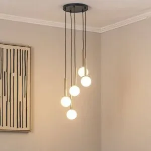 Glas Hängelampe Daisy SIGMA, dimmbar, weiß / opal, für Wohn- / Esszimmer, Metall, Modern, Pendelleuchte