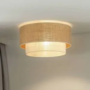 Deckenlampe Boho Jute Euluna, dimmbar, braun / rost, für Wohn- / Esszimmer, Textil / Stoff / Seide, Deckenlampe