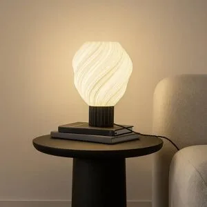 Lindby Tischleuchte Nuvia, Höhe 39,1 cm, weiß, 3D Druck Nuvia, weiß / opal, für Wohn- / Esszimmer, Modern, Deckenlampe