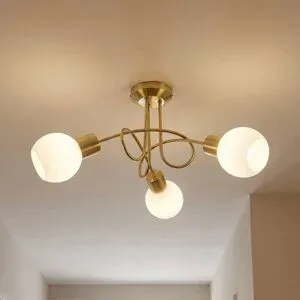 Deckenlampe ELAINA Lindby, dimmbar, messing / gold, für Wohn- / Esszimmer, Metall, Modern, Deckenlampe