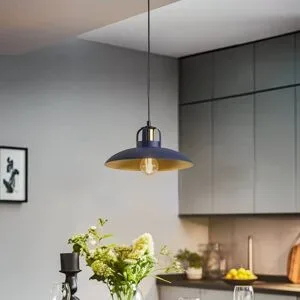 Hängelampe Felix Eko-Light, dimmbar, blau, für Wohn- / Esszimmer, Metall, Industrielles Design, Pendelleuchte