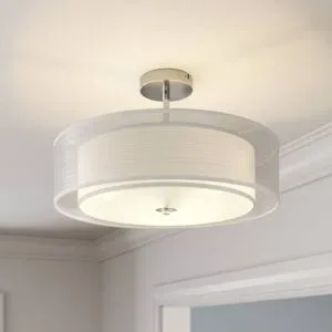 Deckenlampe PIKKA Lindby, dimmbar, weiß / opal, für Wohn- / Esszimmer, Textil / Stoff / Seide, Modern, Deckenlampe