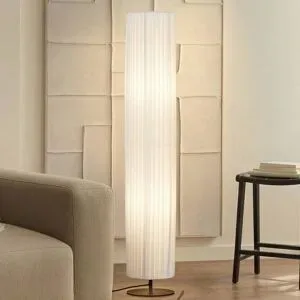 Stehlampe Virelle Lindby, weiß / opal, für Wohn- / Esszimmer, Textil / Stoff / Seide, Stehlampe