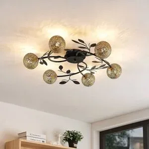 Deckenlampe Evory Lucande, dimmbar, schwarz, für Wohn- / Esszimmer, Metall, Florentiner, Deckenlampe