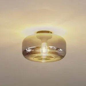 Deckenlampe Hildur Lindby, dimmbar, alu / grau / zink, für Wohn- / Esszimmer, Glas, Deckenlampe