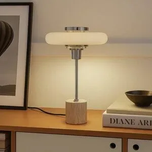 Tischlampe Branford Lindby, creme / amber, für Wohn- / Esszimmer, Metall, Vintage, Tischlampe