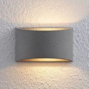 Wandlampe Edvin Lindby, dimmbar, alu / grau / zink, für Wohn- / Esszimmer, Beton, Modern, Wandleuchte, Wandlampe Innen
