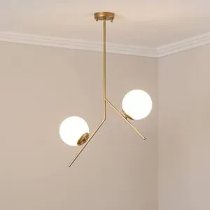 Glas Hängelampe Dolunay Opviq, dimmbar, messing / gold, für Wohn- / Esszimmer, Metall, Modern, Pendelleuchte