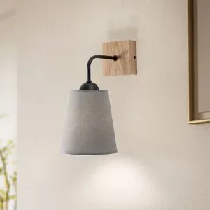 Wandlampe Risco Envostar, dimmbar, alu / grau / zink, für Wohn- / Esszimmer, Textil / Stoff / Seide, Wandleuchte, Wandlampe Innen