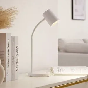 Schreibtischlampe Radka Lindby, weiß / opal, für Arbeitszimmer / Büro, Kunststoff, Modern, Tischlampe