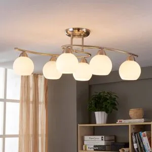 Deckenlampe Svean Lindby, dimmbar, alu / grau / zink, für Wohn- / Esszimmer, Glas, Modern, Deckenlampe