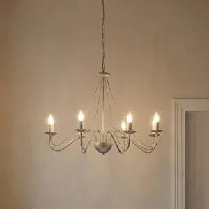 Kronleuchter Malbo, weißgold, Metall, 8-flammig, E14 Malbo HELAM, dimmbar, messing / gold, für Wohn- / Esszimmer, Metall, Modern