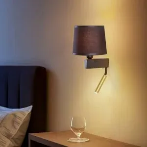 Euluna Wandlampe Chillin Nowodvorski Lighting, dimmbar, schwarz, für Schlafzimmer, Textil / Stoff / Seide, Wandleuchte, Wandlampe Innen