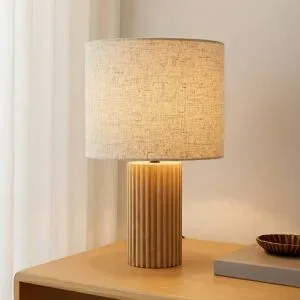 Tischlampe Kimiko Lindby, Holz hell, für Wohn- / Esszimmer, Holz, Skandinavisch, Tischlampe