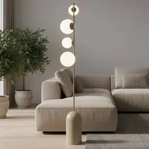 Stehlampe Etno LP4 EMIBIG LIGHTING, creme / amber, für Wohn- / Esszimmer, Glas, Modern, Stehlampe