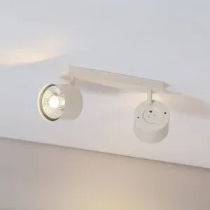 Deckenspot Chloe verstellbar zweiflammig, beige Argon, dimmbar, creme / amber, für Wohn- / Esszimmer, Metall, Modern