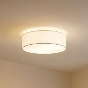 Deckenlampe Sebatin Lindby, dimmbar, creme / amber, für Schlafzimmer, Textil / Stoff / Seide, Modern, Deckenlampe